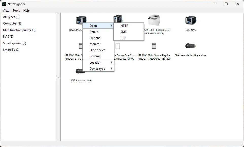 Right-click context menu