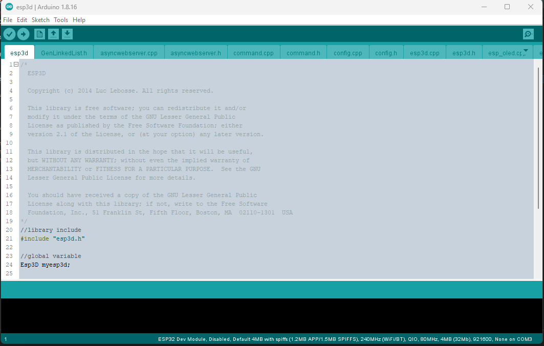 Arduino IDE screenshot
